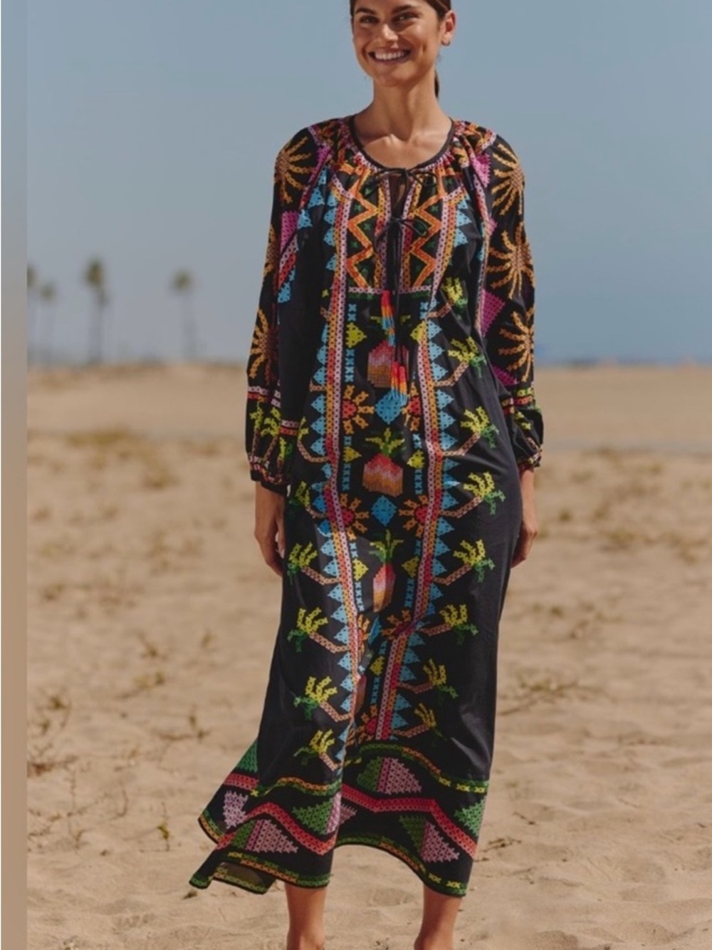 New FARM Rio x Anthropologie Spring of Color Long Sleeve Maxi Dress